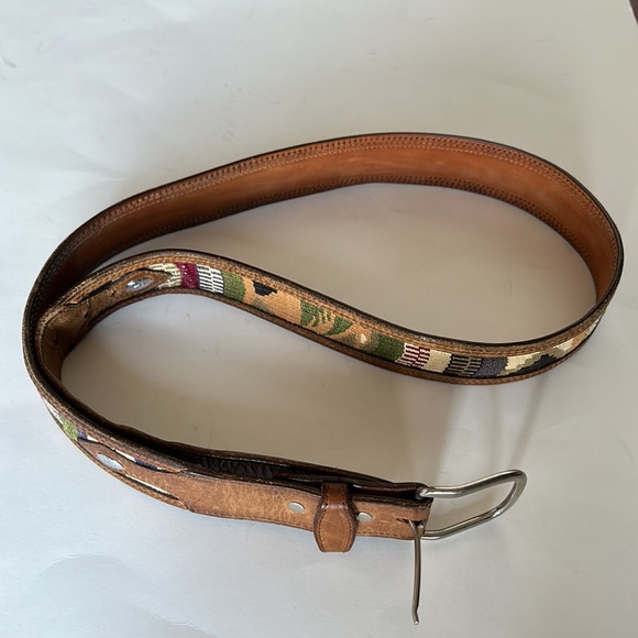 Western Hand Made Vintage Belt Aztec Pattern Men’s Size 46 - Picture 2 of 10